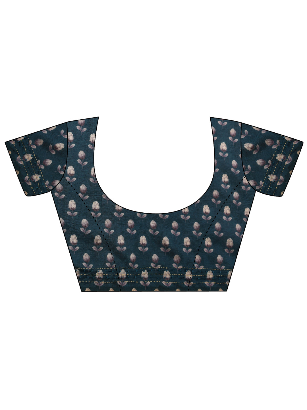 Teal Embellished Silk Blend Saree With Unstitched Blouse Piece