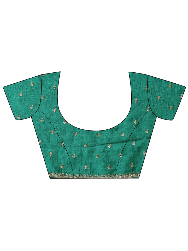 Green Embellished Silk Blend Saree With Unstitched Blouse Piece