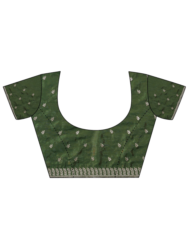 Green Embellished Organza Saree With Unstitched Blouse Piece