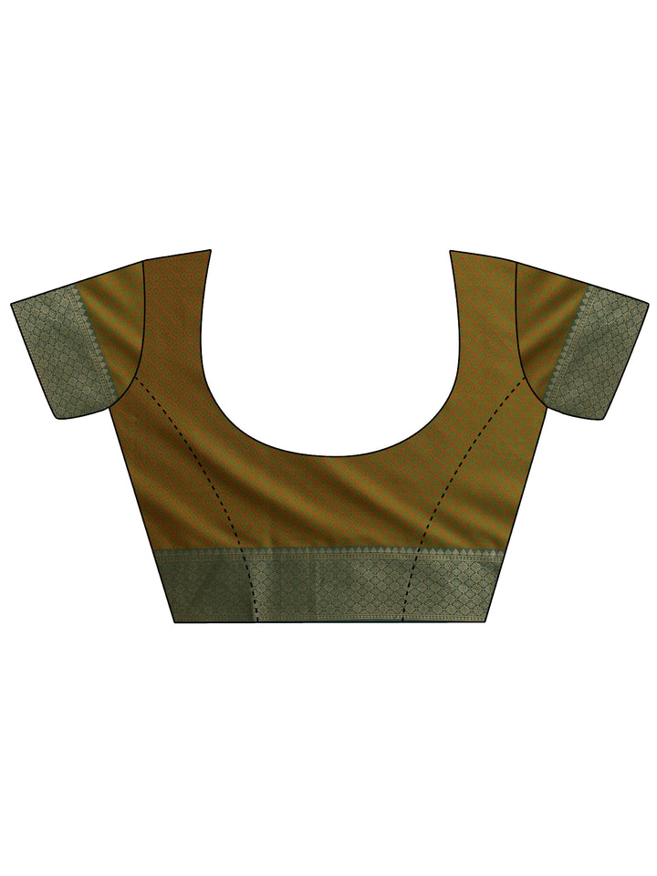 Green Woven Design Kanjeevaram Silk Blend Saree With Unstitched Blouse Piece