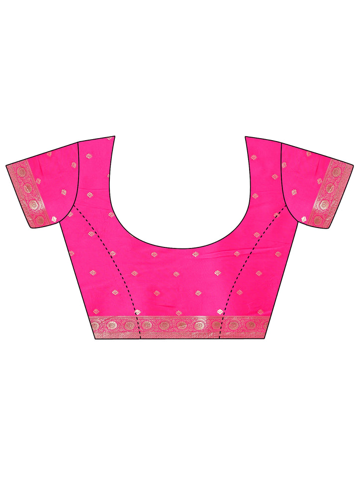 Pink Woven Design Banarasi Silk Blend Saree With Unstitched Blouse Piece