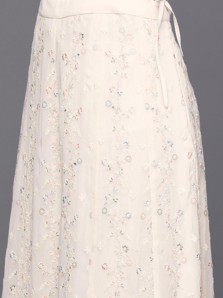 Libas Art Cream Embroidered Georgette Straight Suit With Dupatta