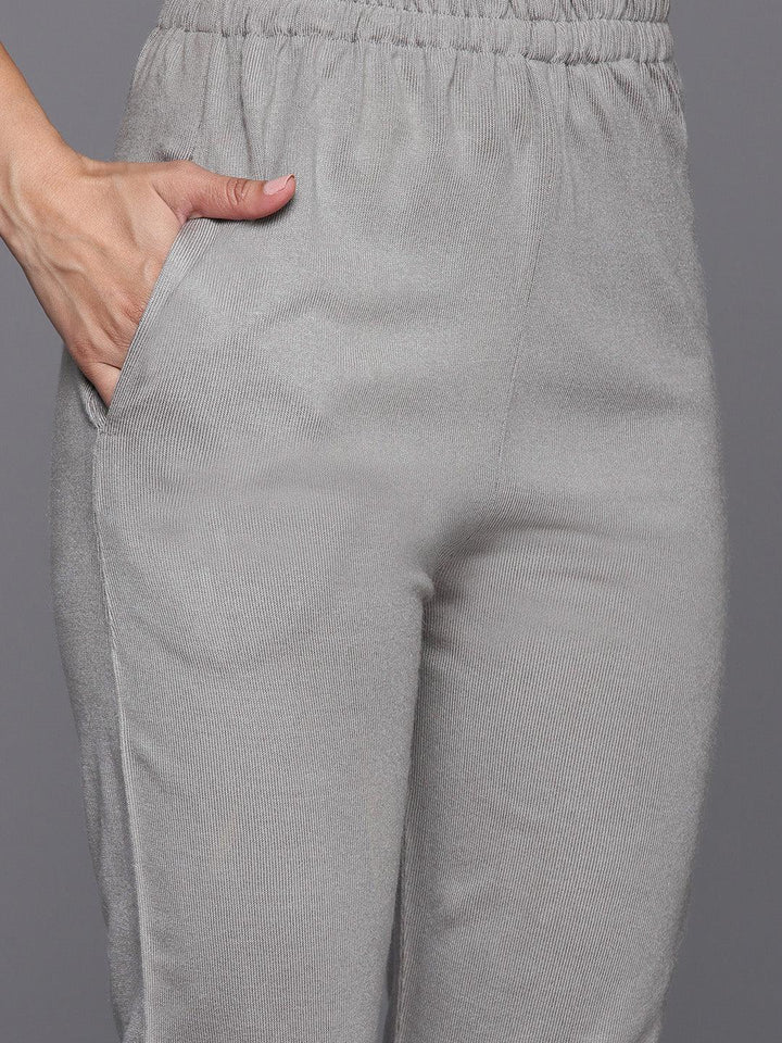 Black Yoke Design Wool Blend Straight Suit With Dupatta