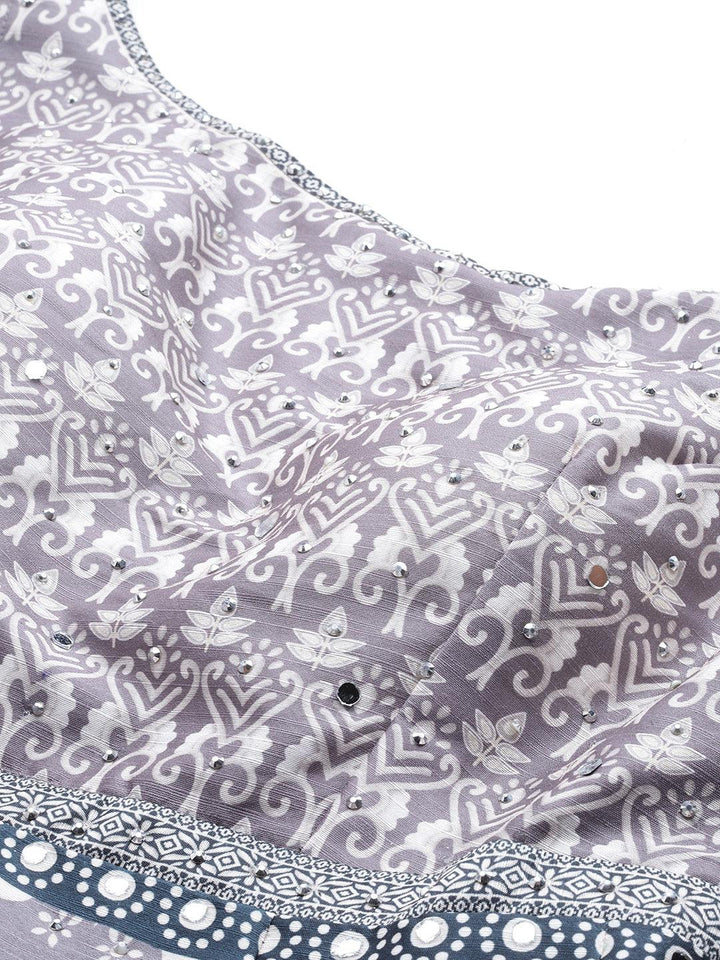 Libas Art Green Printed Silk Gown Dress With Dupatta