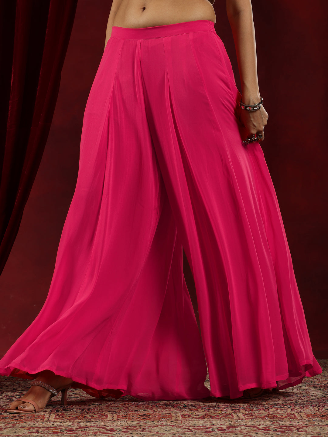 Libas Art Coral Embroidered Georgette Straight Suit With Dupatta