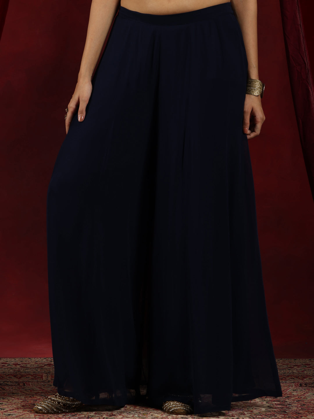 Libas Art Blue Embroidered Georgette Anarkali Suit With Dupatta