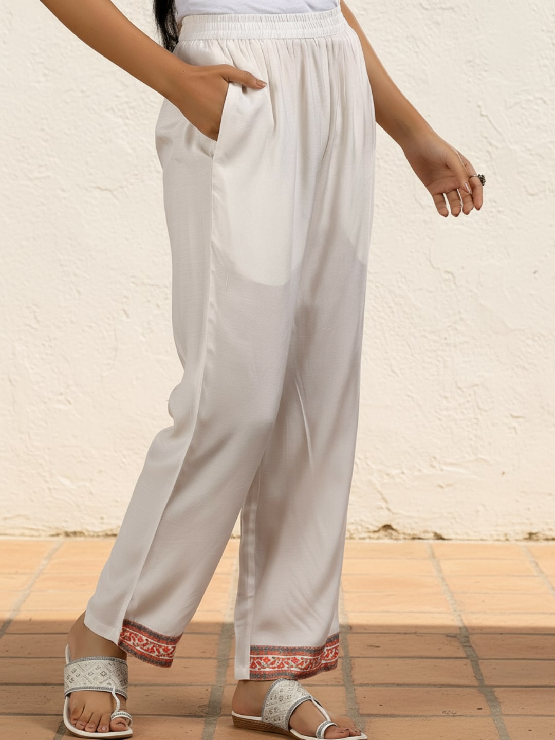 Off White Printed Muslin Straight Suit With Dupatta