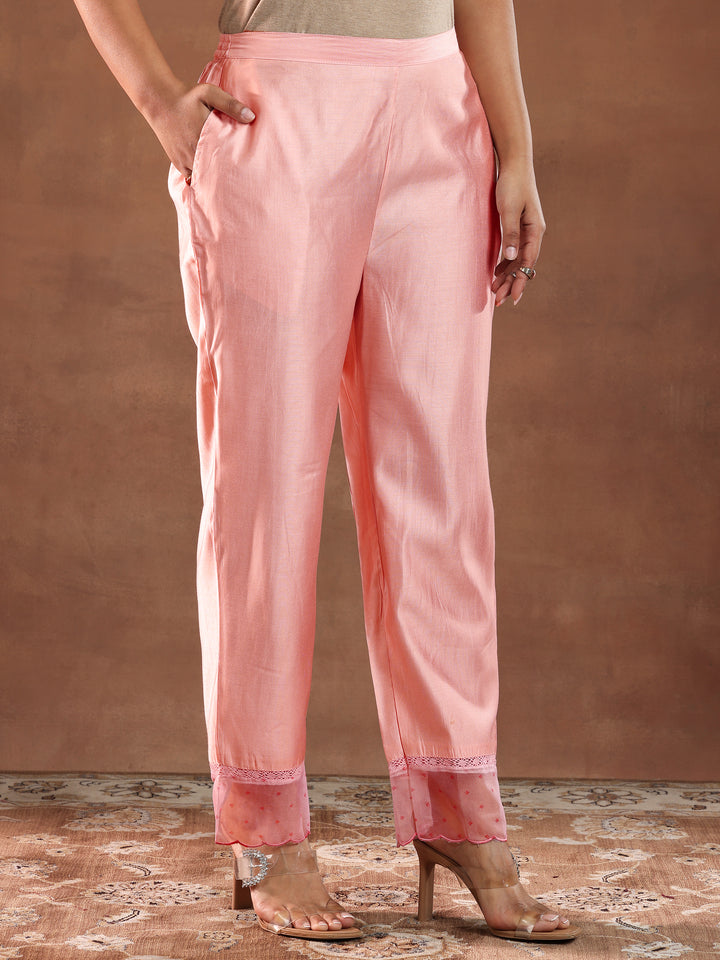 Pink Printed Silk Blend Straight Kurta Set