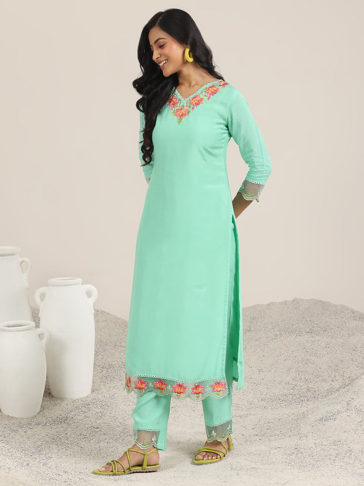 Sea Green Yoke Design Muslin Straight Suit With Dupatta