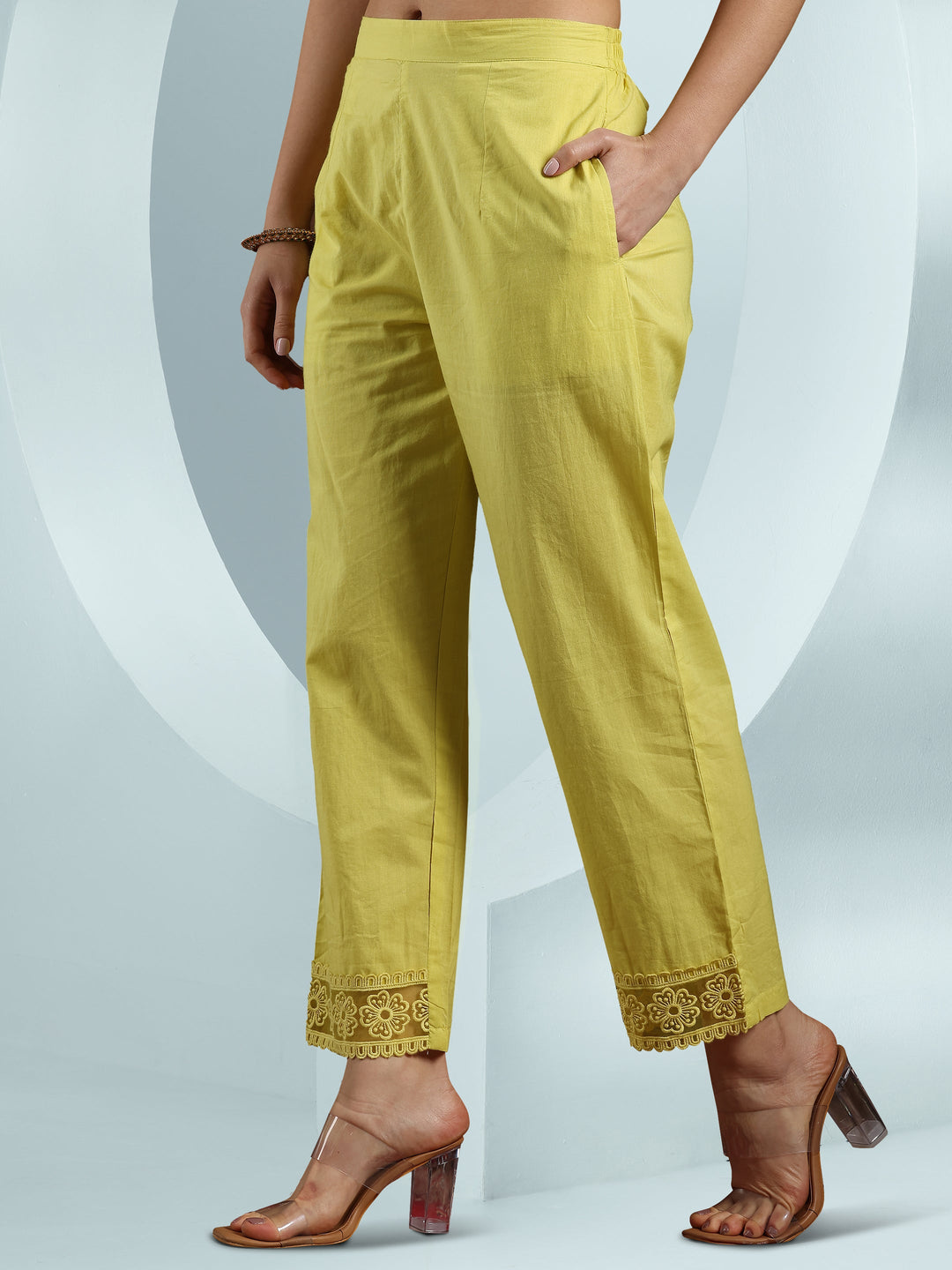 Yellow Printed Cotton Blend Straight Suit With Dupatta