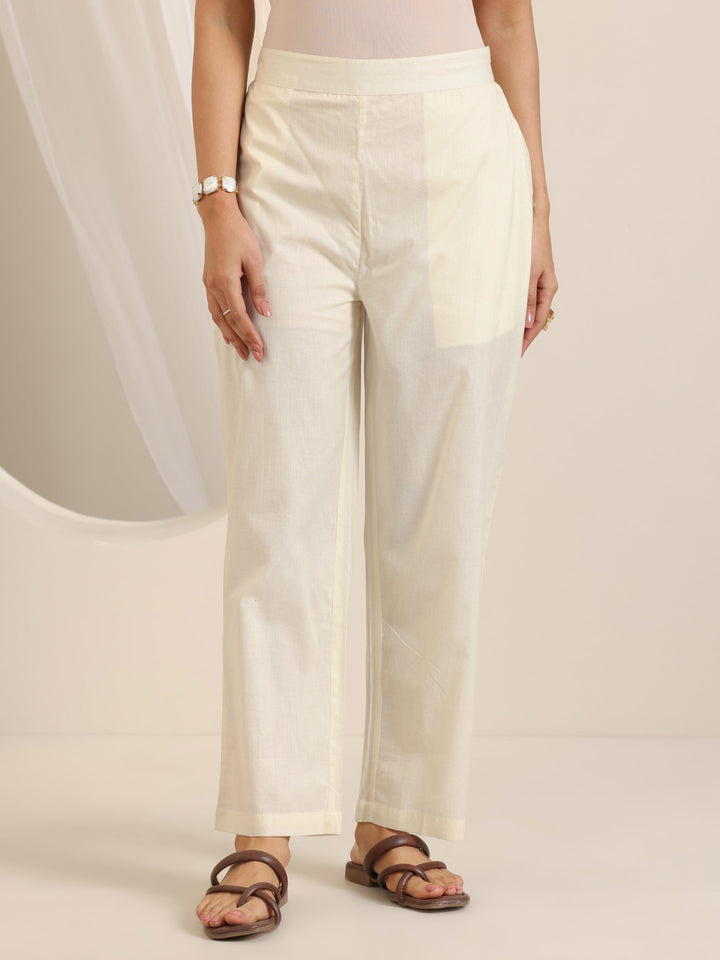 Off White Printed Cotton Straight Suit Set With Dupatta