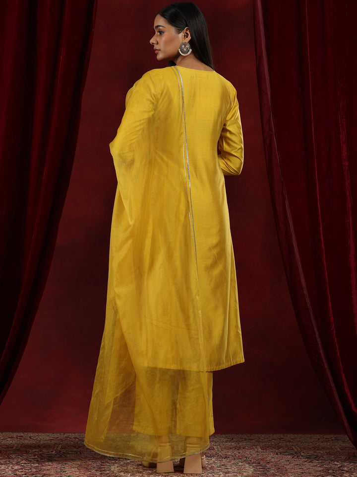 Libas Art Mustard Yoke Design Chanderi Silk Straight Suit With Dupatta