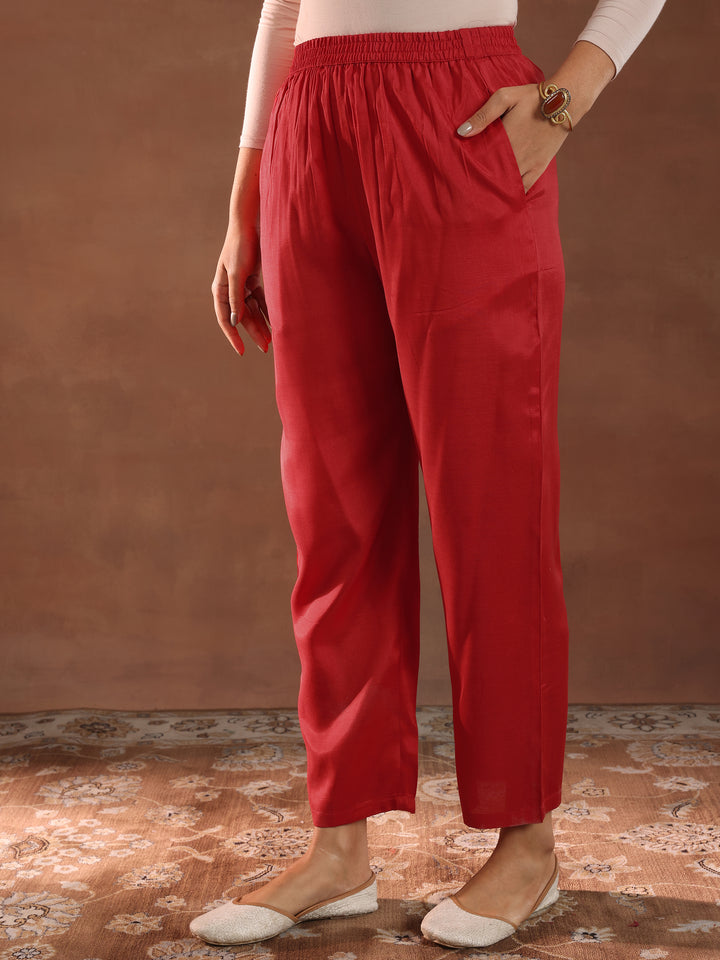 Orange Printed Silk Blend Straight Suit With Dupatta