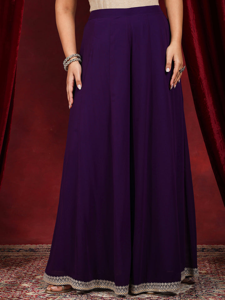 Libas Art Purple Embroidered Georgette Straight Suit With Dupatta