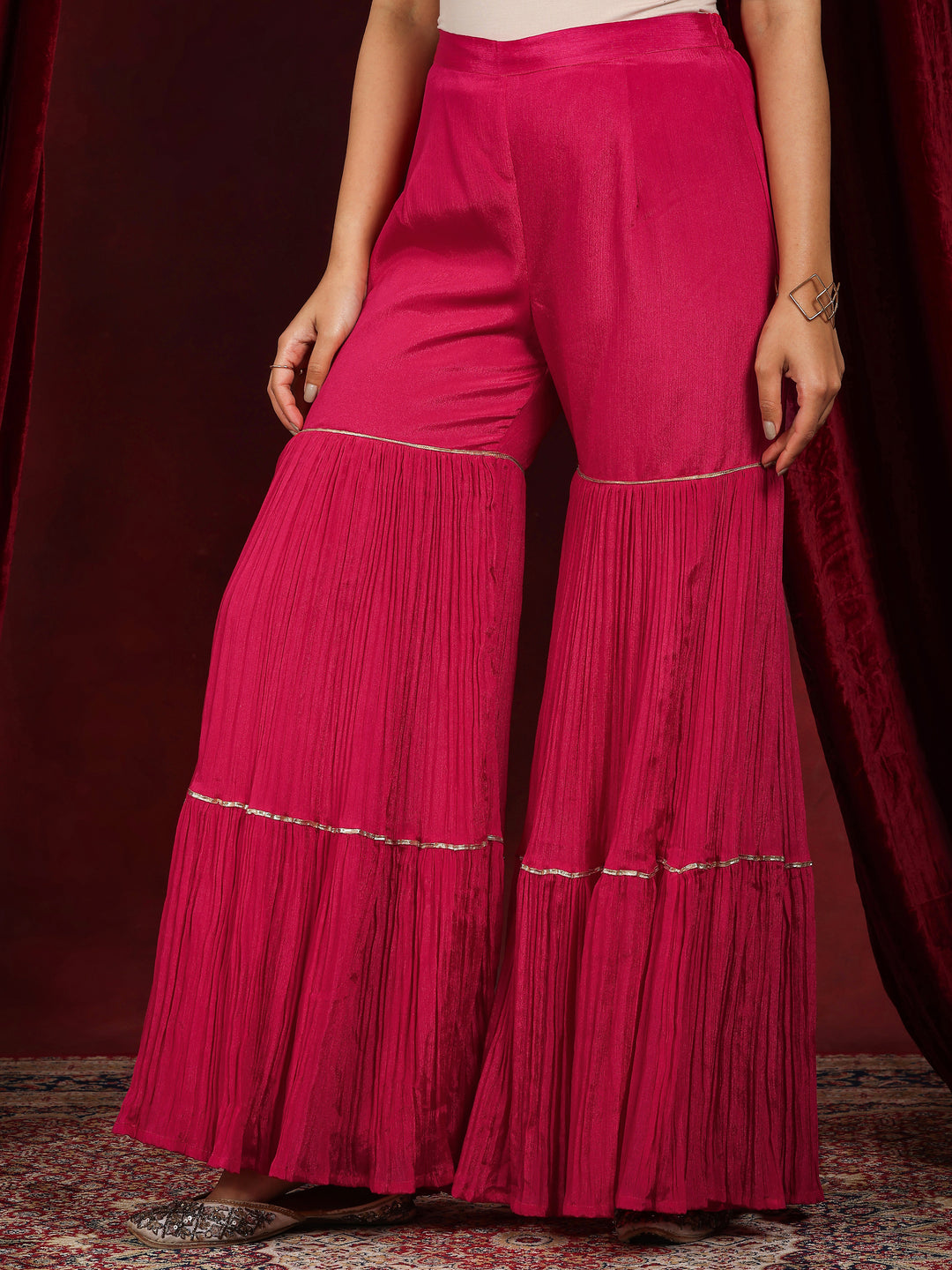 Libas Art Pink Embroidered Silk Blend Straight Suit With Dupatta