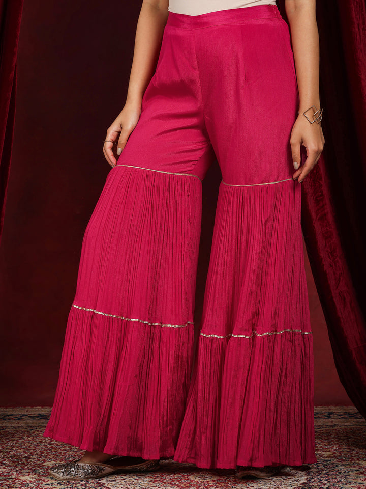 Libas Art Pink Embroidered Silk Blend Straight Suit With Dupatta