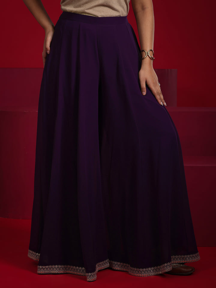 Libas Art Purple Embroidered Georgette A-Line Suit With Dupatta