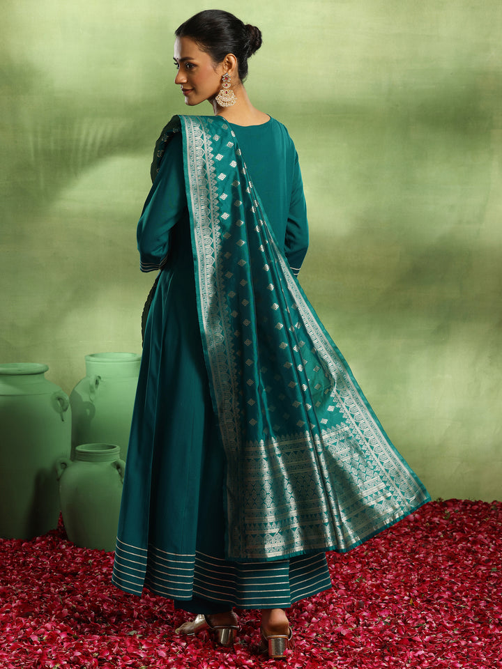 Green Yoke Design Rayon Anarkali Suit With Dupatta