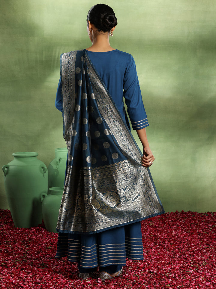 Blue Yoke Design Rayon Anarkali Suit With Dupatta