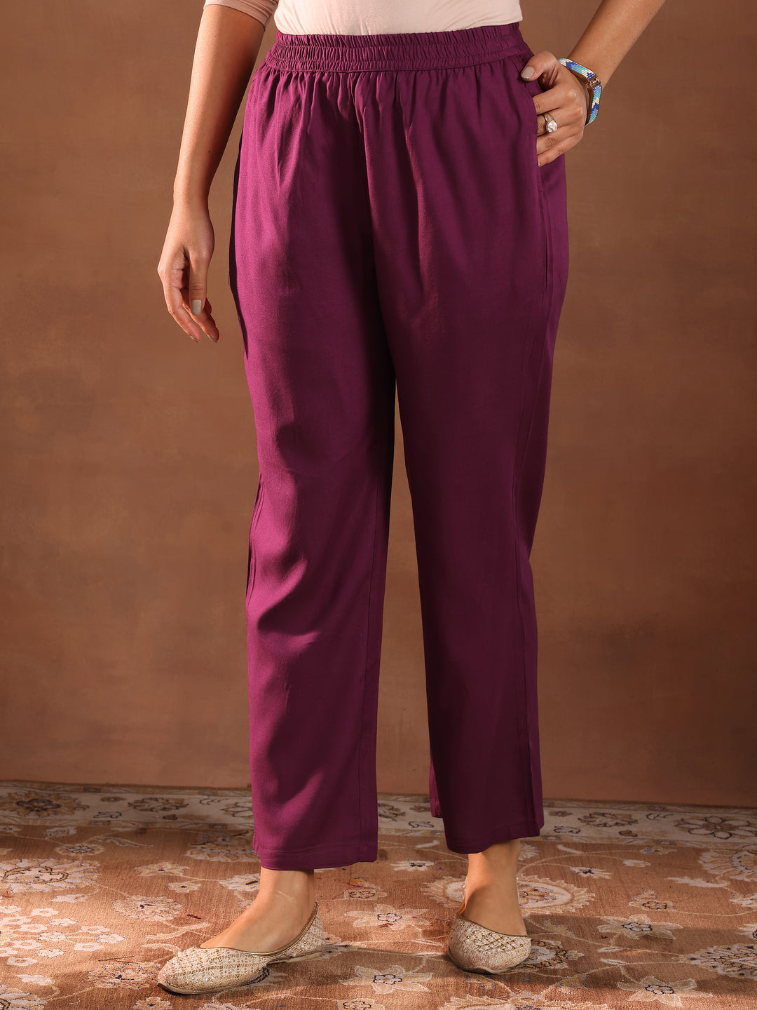 Burgundy Printed Rayon Anarkali Suit With Dupatta