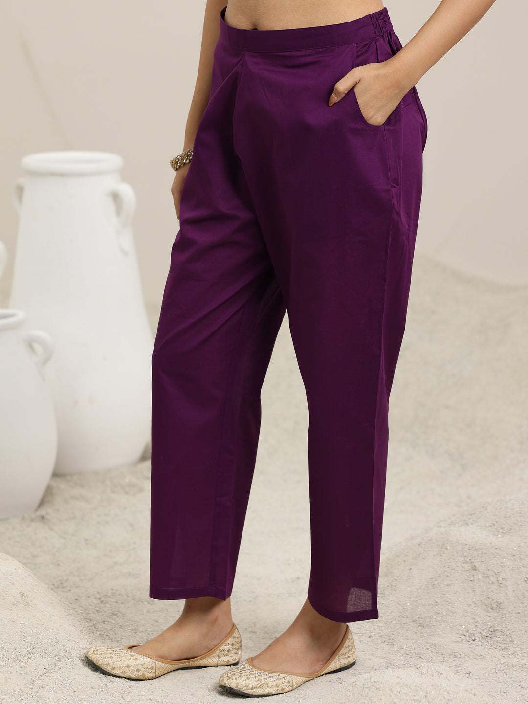 Wine Woven Design Chanderi Silk Straight Suit With Dupatta