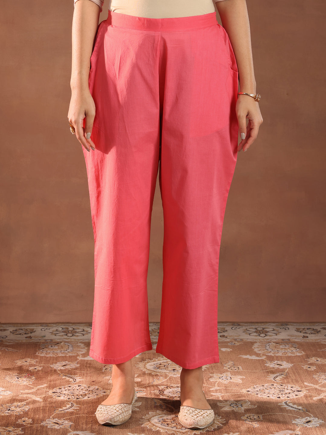 Coral Embroidered Chanderi Silk Straight Suit With Dupatta