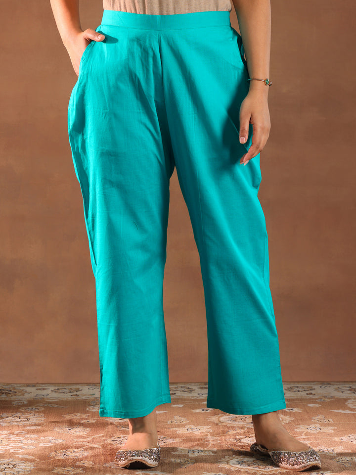 Turquoise Blue Woven Design Chanderi Silk Straight Suit With Dupatta