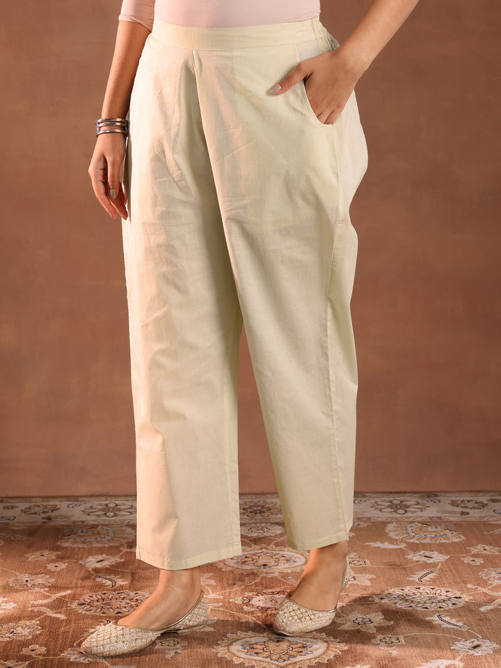 Cream Woven Design Chanderi Silk Straight Suit With Dupatta