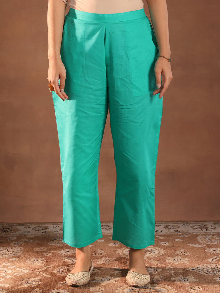 Turquoise Blue Embroidered Chanderi Silk Straight Suit With Dupatta