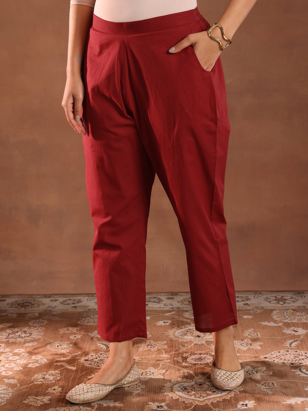 Maroon Embroidered Chanderi Silk Straight Suit With Dupatta