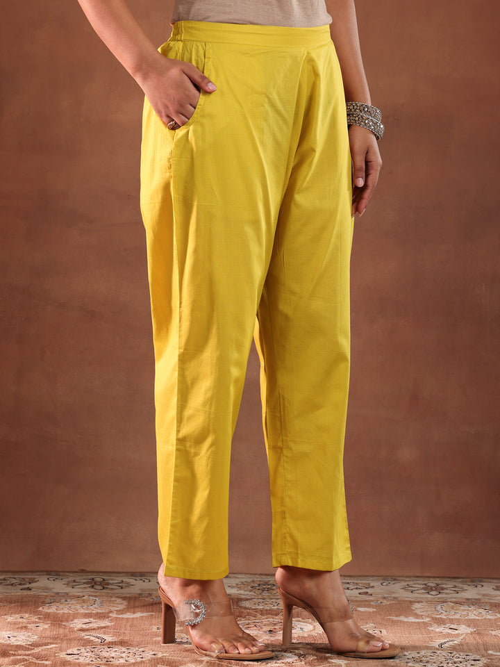 Mustard Yoke Design Chanderi Silk Straight Suit With Dupatta