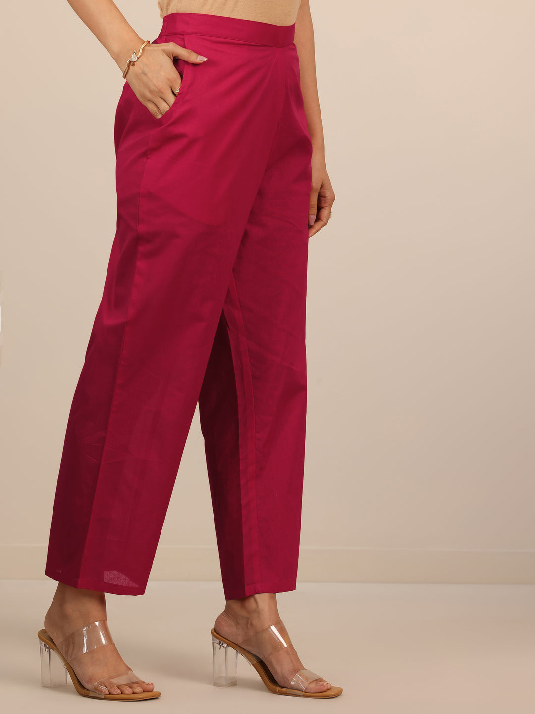 Libas Art Red Embroidered Chanderi Silk Straight Suit Set With Dupatta