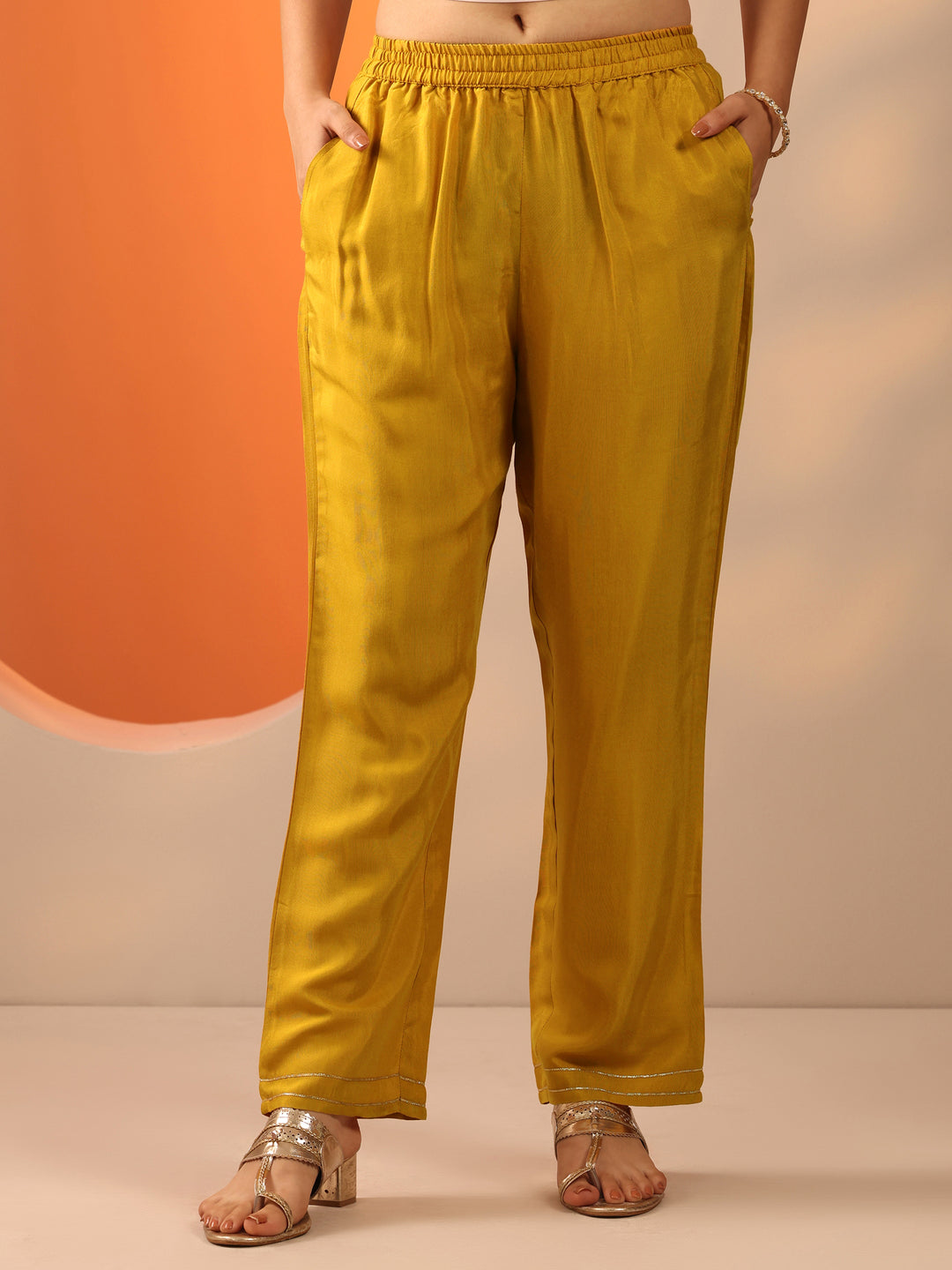 Mustard Printed Chinon Straight Suit Set With Dupatta