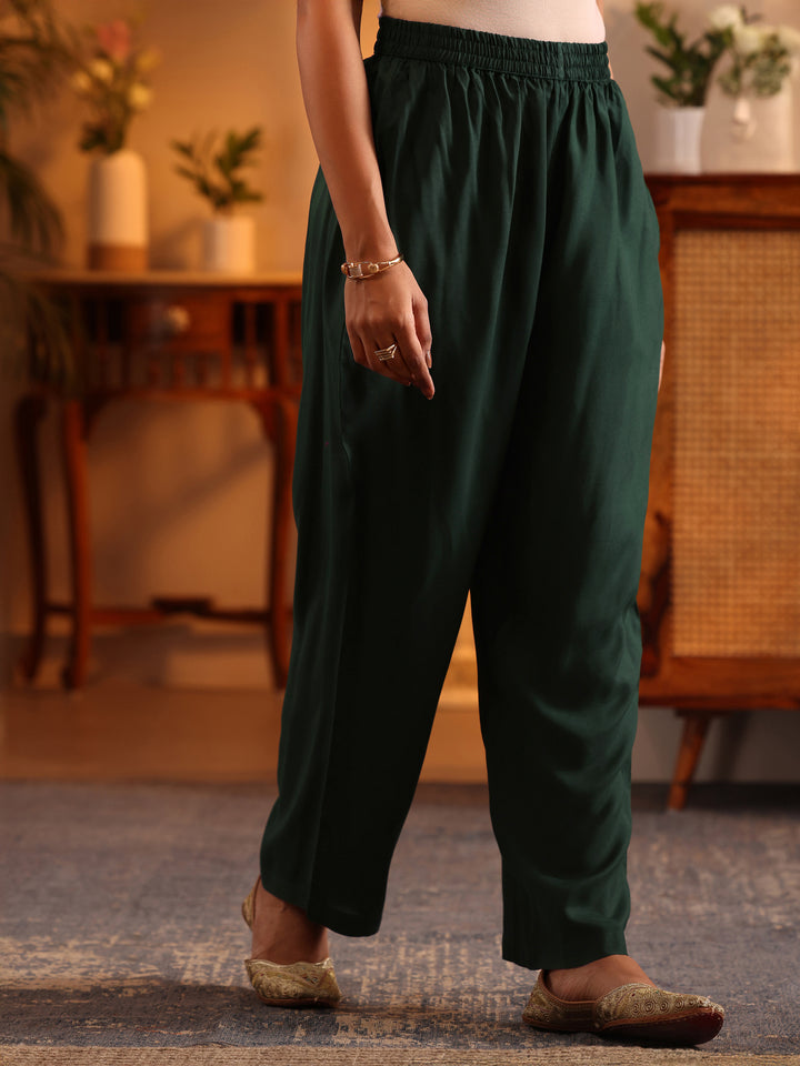 Libas Art Green Woven Design Silk Blend Anarkali Suit Set With Dupatta