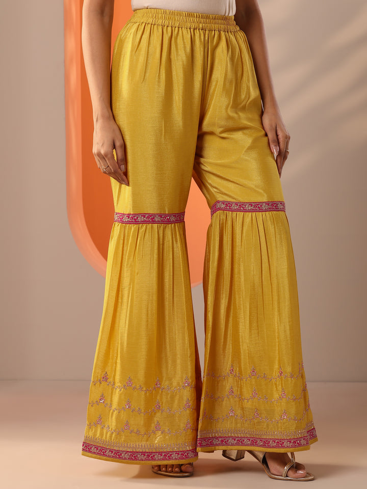 Yellow Embroidered Chinon Straight Suit Set With Dupatta