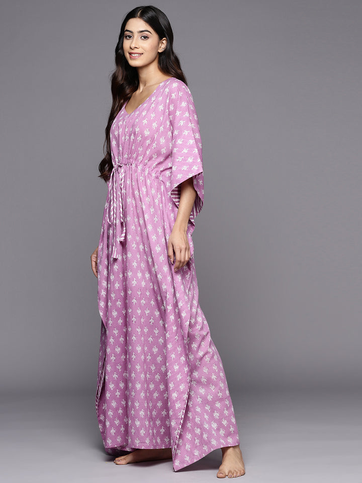 Lavender Printed Cotton Nightdress