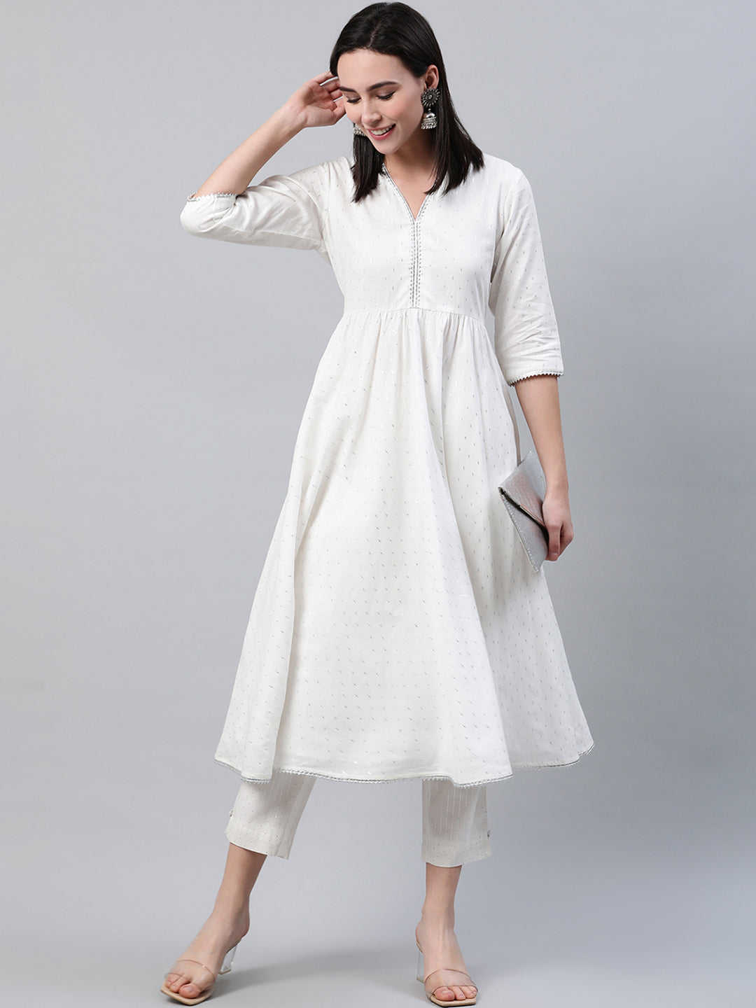 White Striped Cotton Trousers