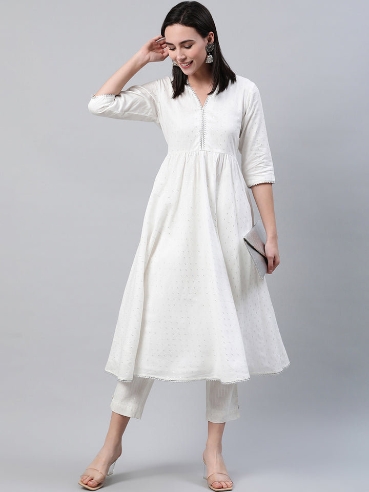 White Striped Cotton Trousers