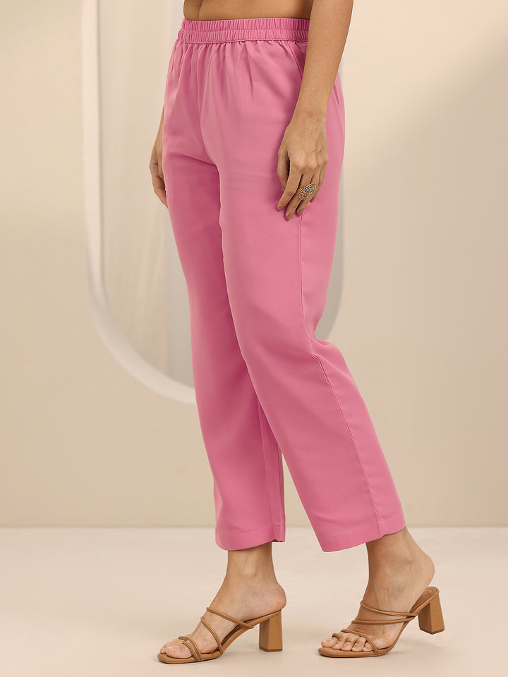 Pink Embroidered Georgette Straight Suit Set With Dupatta