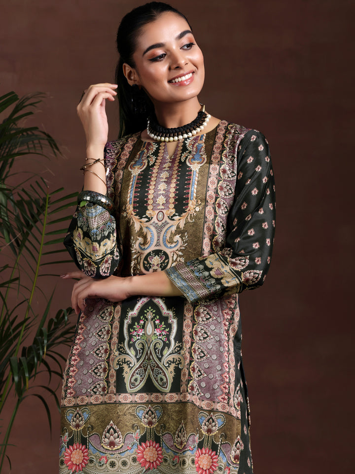 Multi Printed Silk Blend Straight Suit With Dupatta