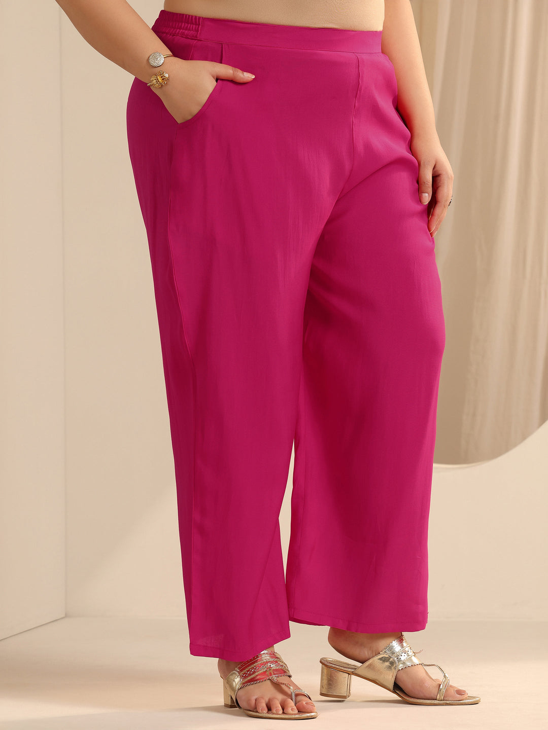 Pink Yoke Design Silk blend Straight Suit Set With Dupatta