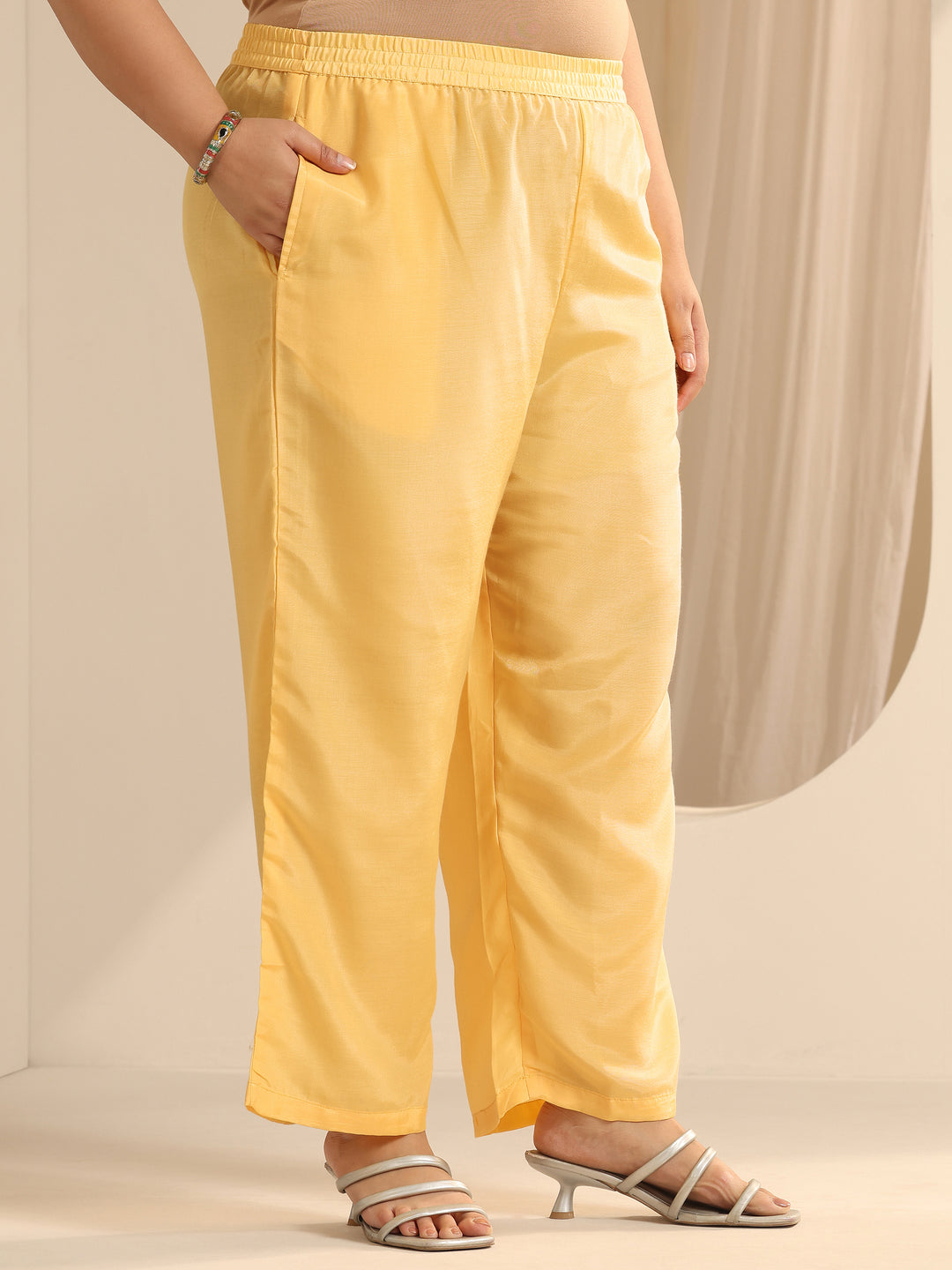 Plus Size Yellow Woven Design Silk blend Straight Suit Set With Dupatta