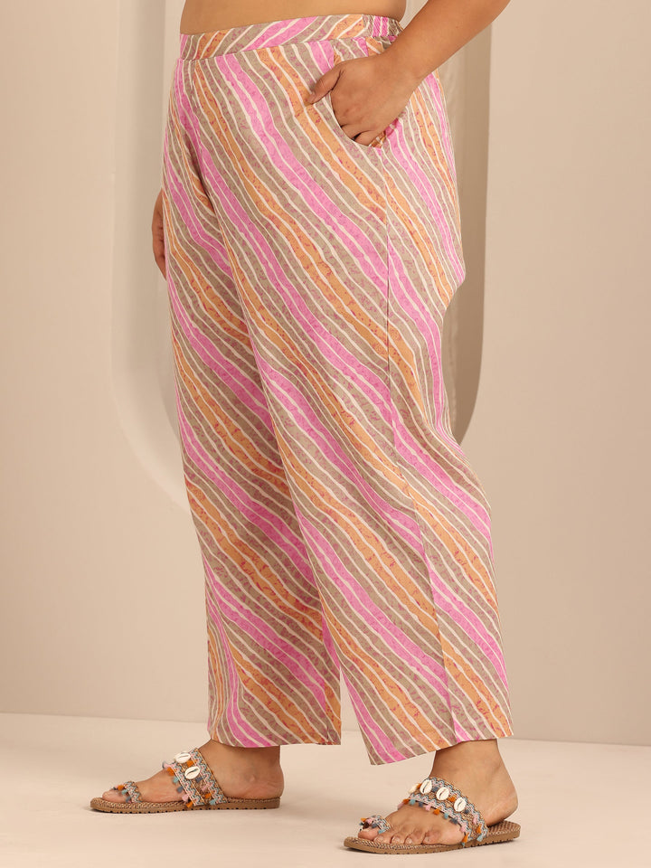 Plus Size Off White Printed Cotton Straight Kurta Set