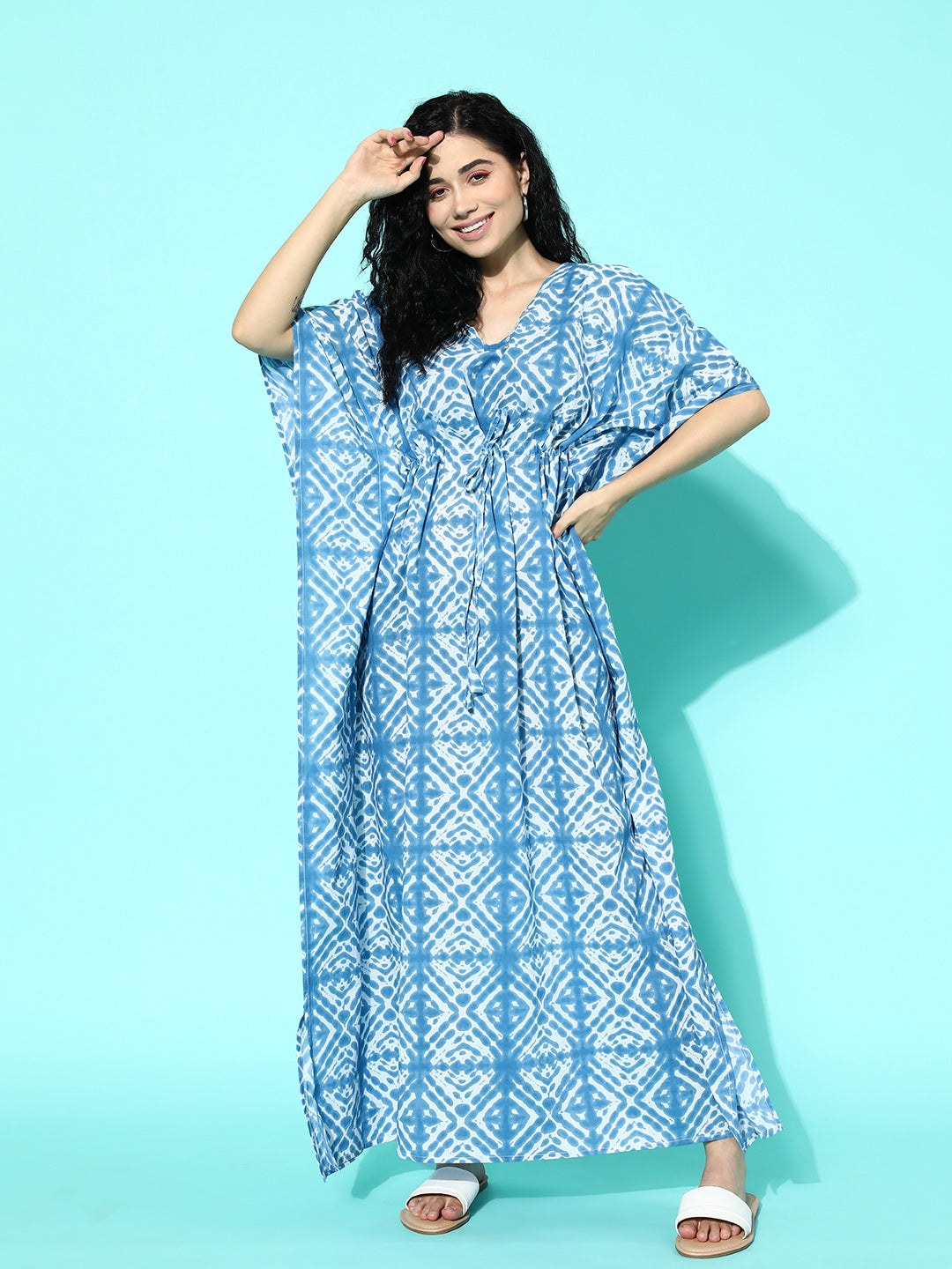 Blue Printed Cotton Nightdress