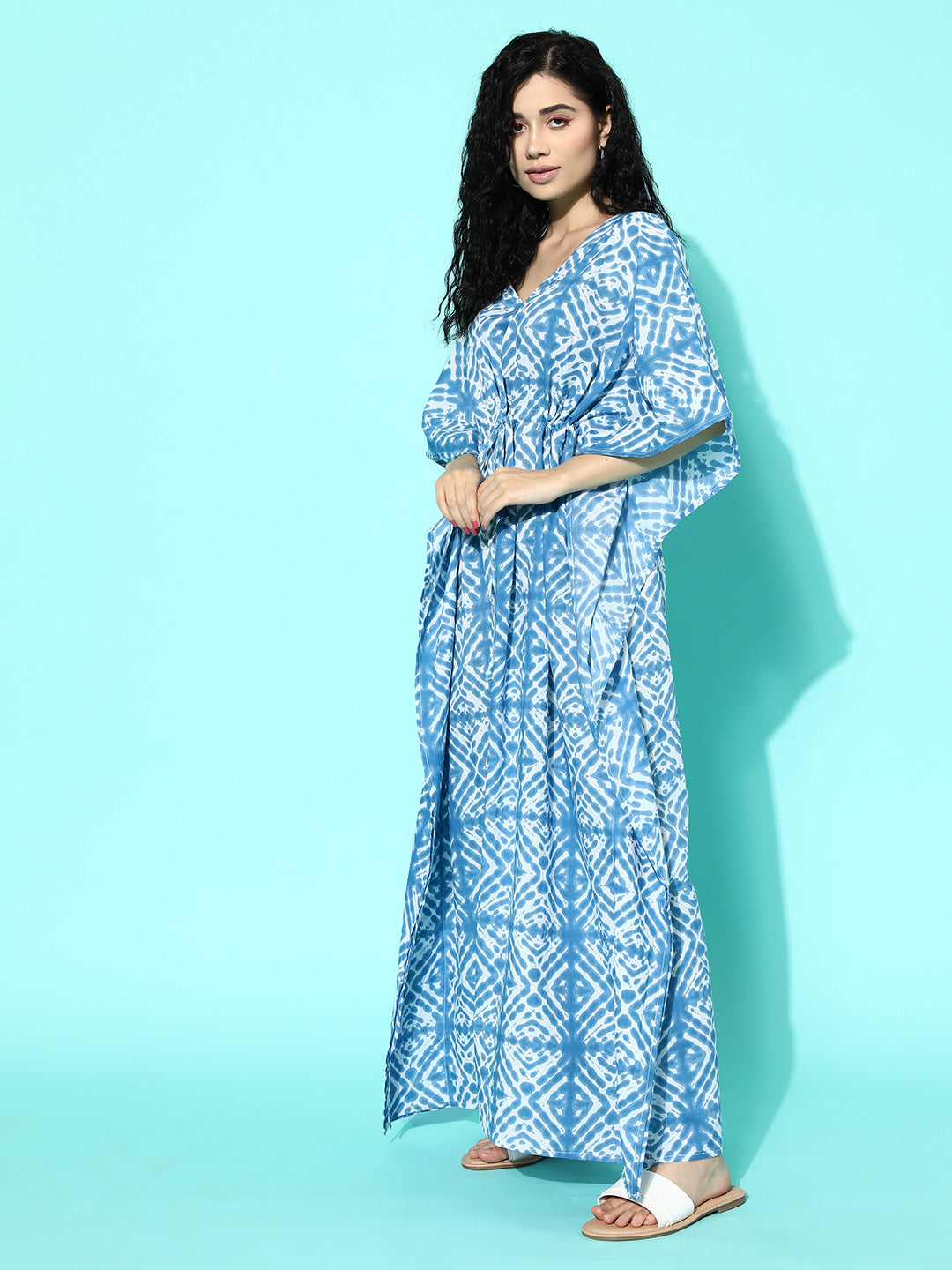 Blue Printed Cotton Nightdress