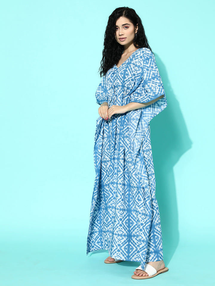 Blue Printed Cotton Nightdress