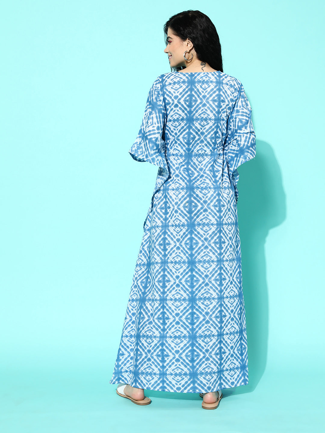 Blue Printed Cotton Nightdress