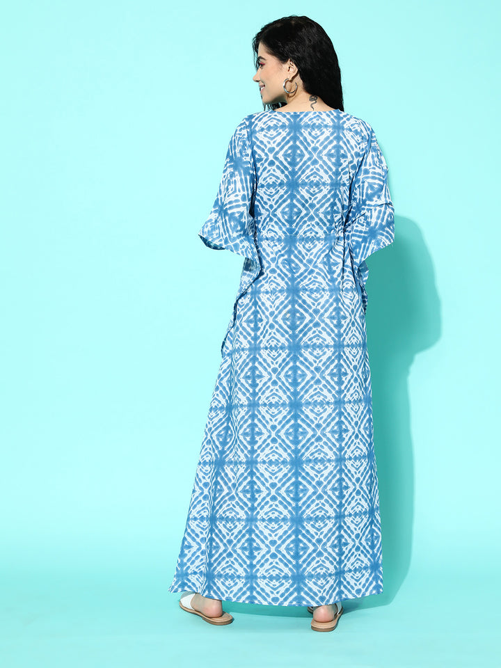 Blue Printed Cotton Nightdress