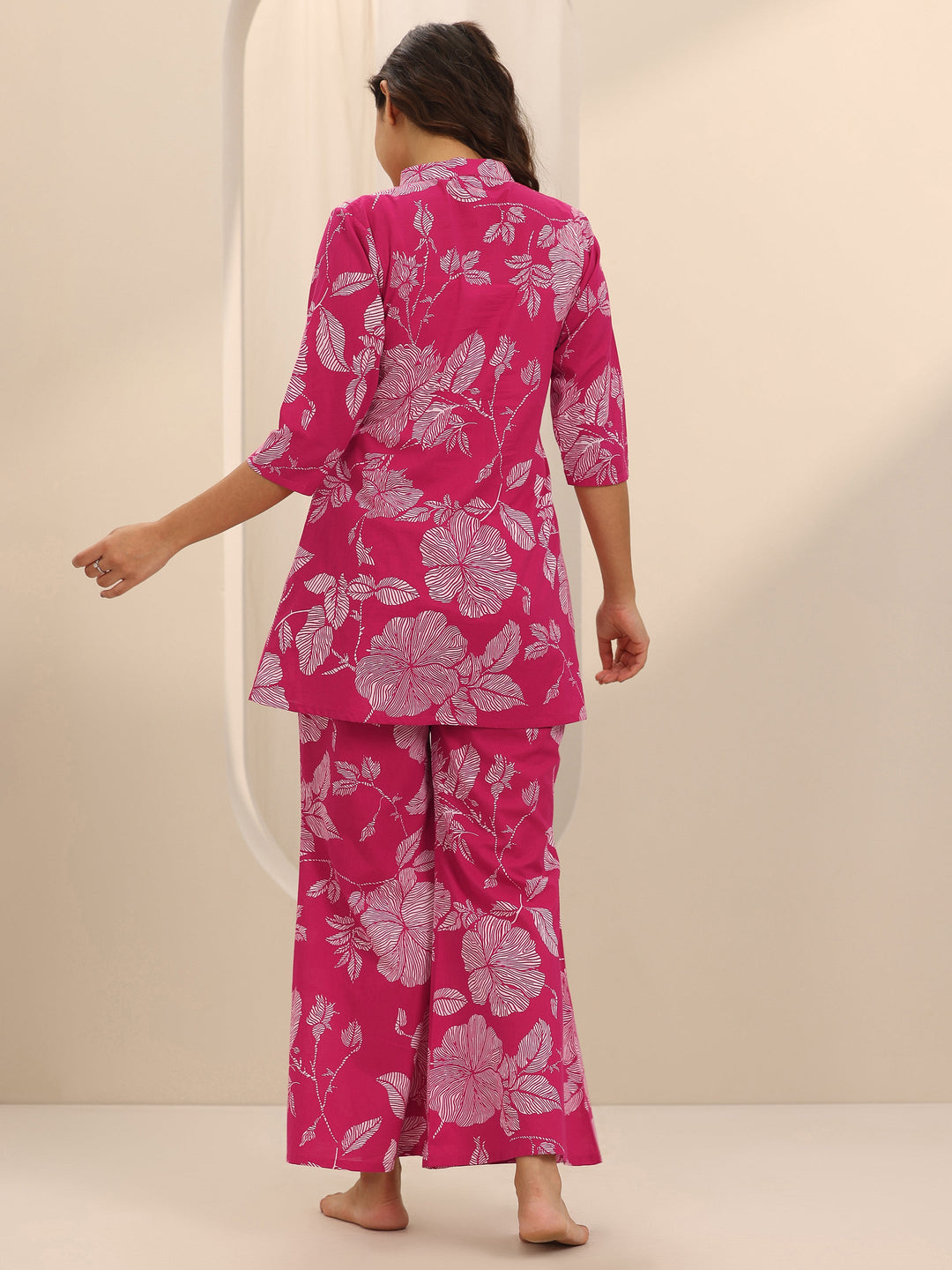 Pink Printed Cotton Night Suits