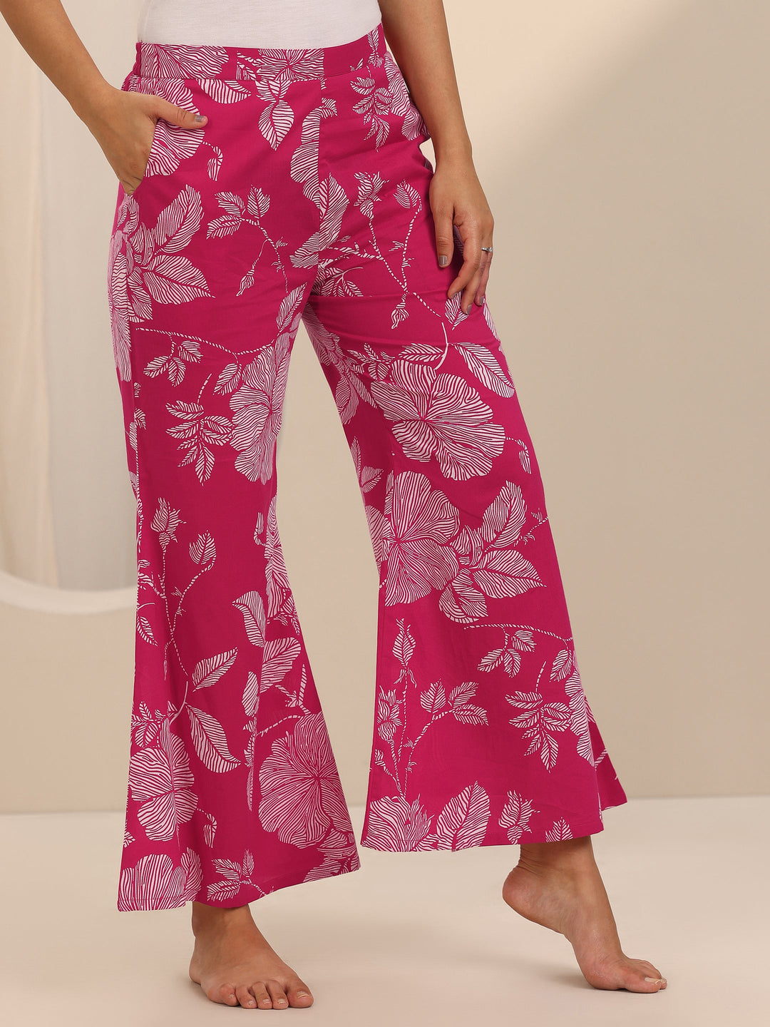Pink Printed Cotton Night Suits